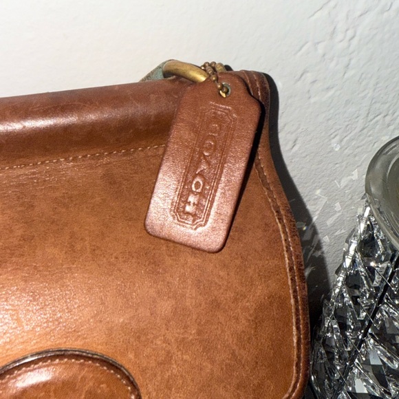 Vintage coach murphy crossbody bag British tan leather flap purse - Picture 4 of 16